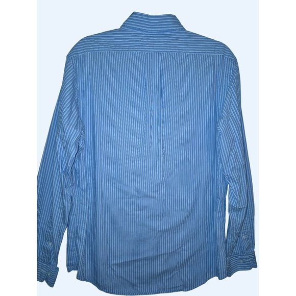 Ralph Lauren Blue Striped Custom Fit Button-Down Shirt Mens Large - Picture 6 of 7